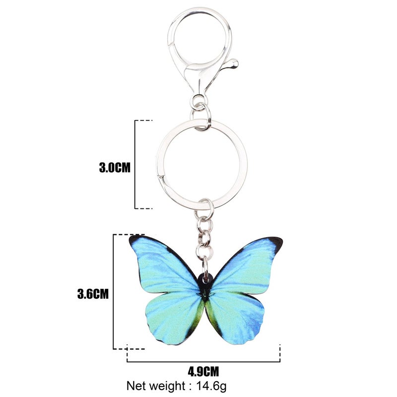 BONSNY Morpho Menelaus Butterfly Key Chains for Women Car Purse Bag Rings Pendant Charms (Blue) - Image 4